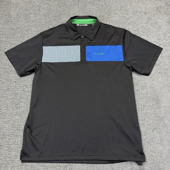 Travis Mathew Polo Shirt Mens XL Black Blue Green Golf Performance Dad - Picture 2 of 8